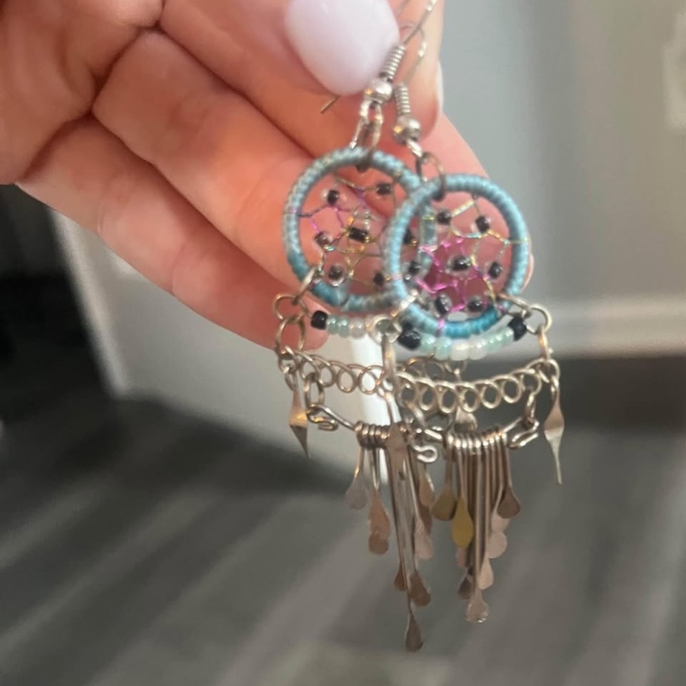 Dreamcatcher Silver and Blue Earrings